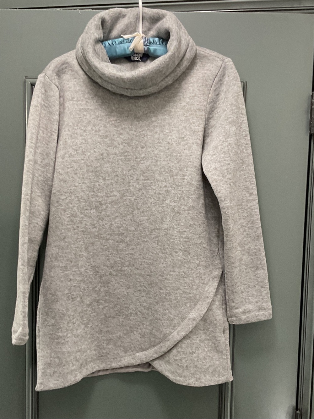 Lands' End Light Gray Cowlneck Tunic Sweater